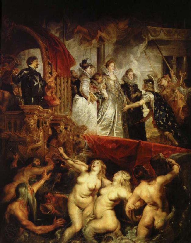 Peter Paul Rubens maria av medicis ankomst till hamnen i marseilles efter gifrermalet med henrik iv av frankrike France oil painting art